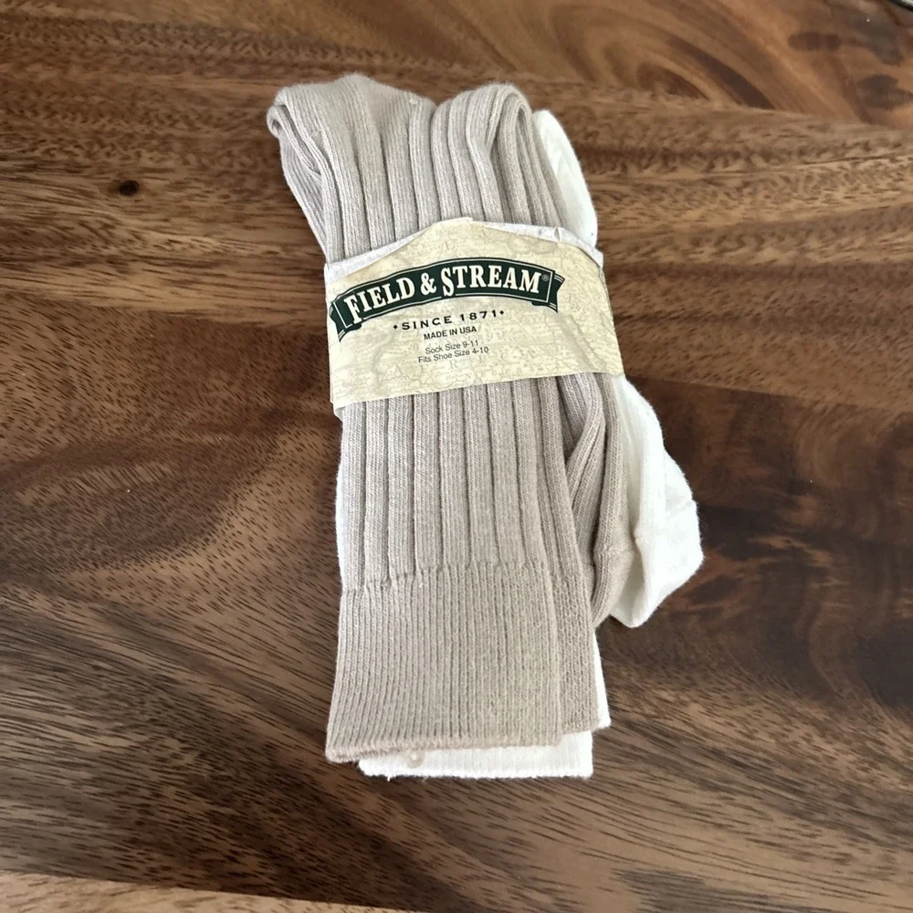 Field & Stream Socks 9-11 Boot Socks Ivory Taupe